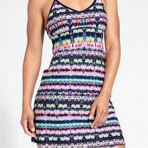 ATHLETA SHOREBREAK IKAT ATHLETIC RACERBACK DRESS SIZE SMALL EUC
